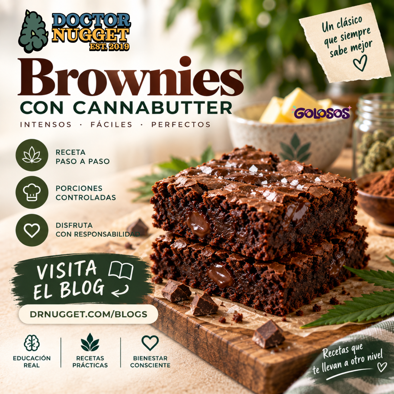 Brownies con cannabutter, receta ilustrada de Dr. Nugget