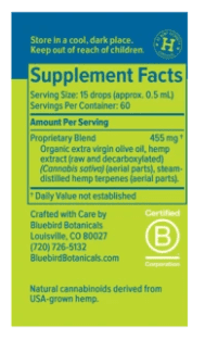 Aceite de cáñamo Complete CBD + CBDA Oil Bluebird Botanicals Aceite de cáñamo Complete CBD + CBDA Oil Bluebird Botanicals
